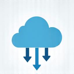A minimalist cloud icon with arrows pointing upwards, symbolizing cloud migration