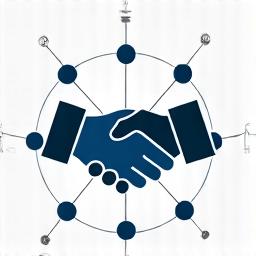 A stylized handshake over a digital network, signifying enhanced customer connections