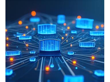Network of digital devices and people connecting seamlessly