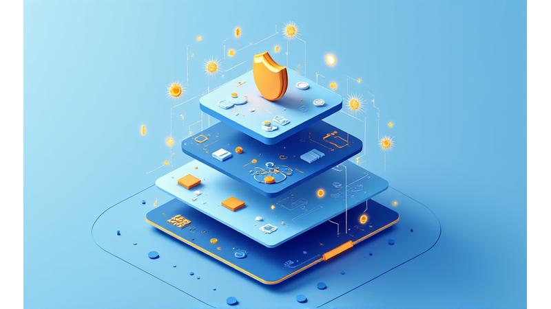 Illustration of a well-organized technology stack with icons for communication, collaboration, security, and productivity tools, all seamlessly integrated